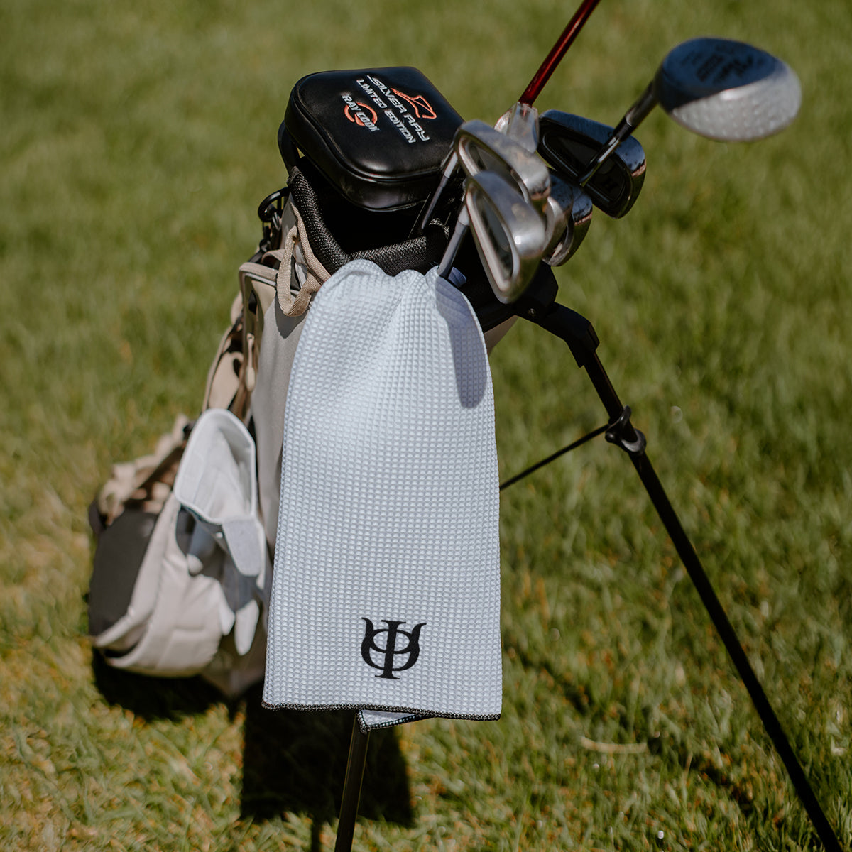 Phi Psi Embroidered White Waffle Golf Towel