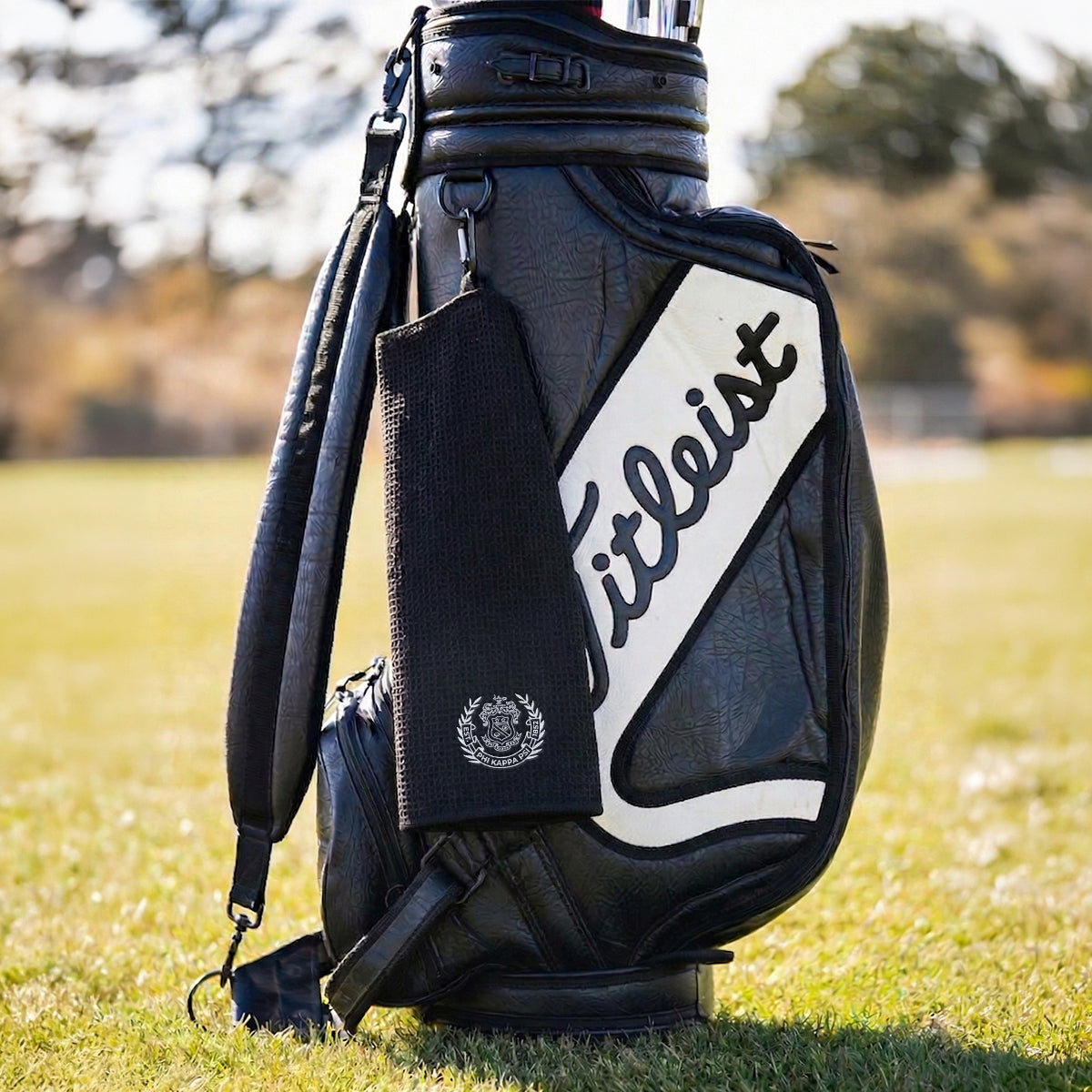 Phi Psi Embroidered Black Golf Towel