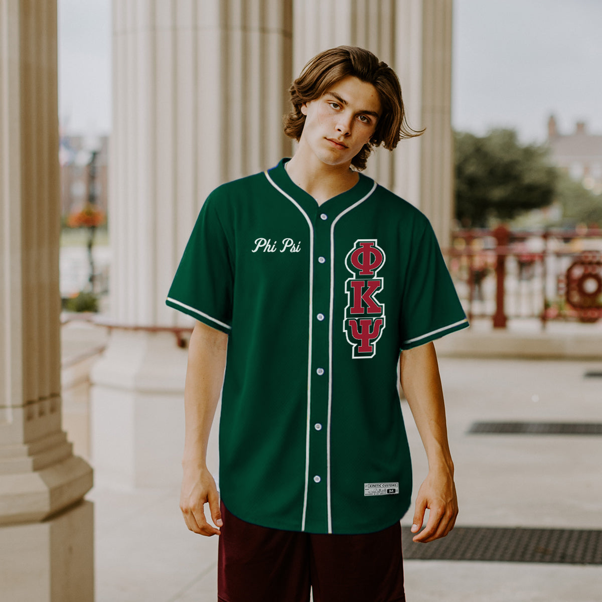 Phi Kappa Psi sublimated fraternity baseball jersey.