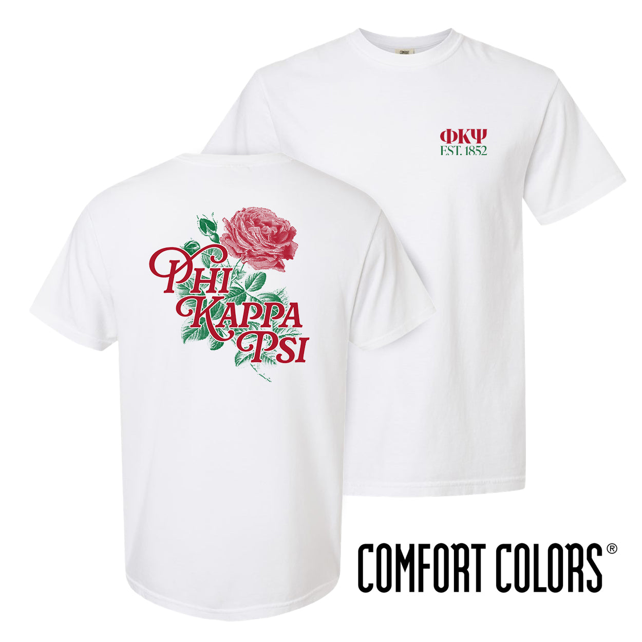 Phi Psi Comfort Colors Jacqueminot Rose Short Sleeve Tee