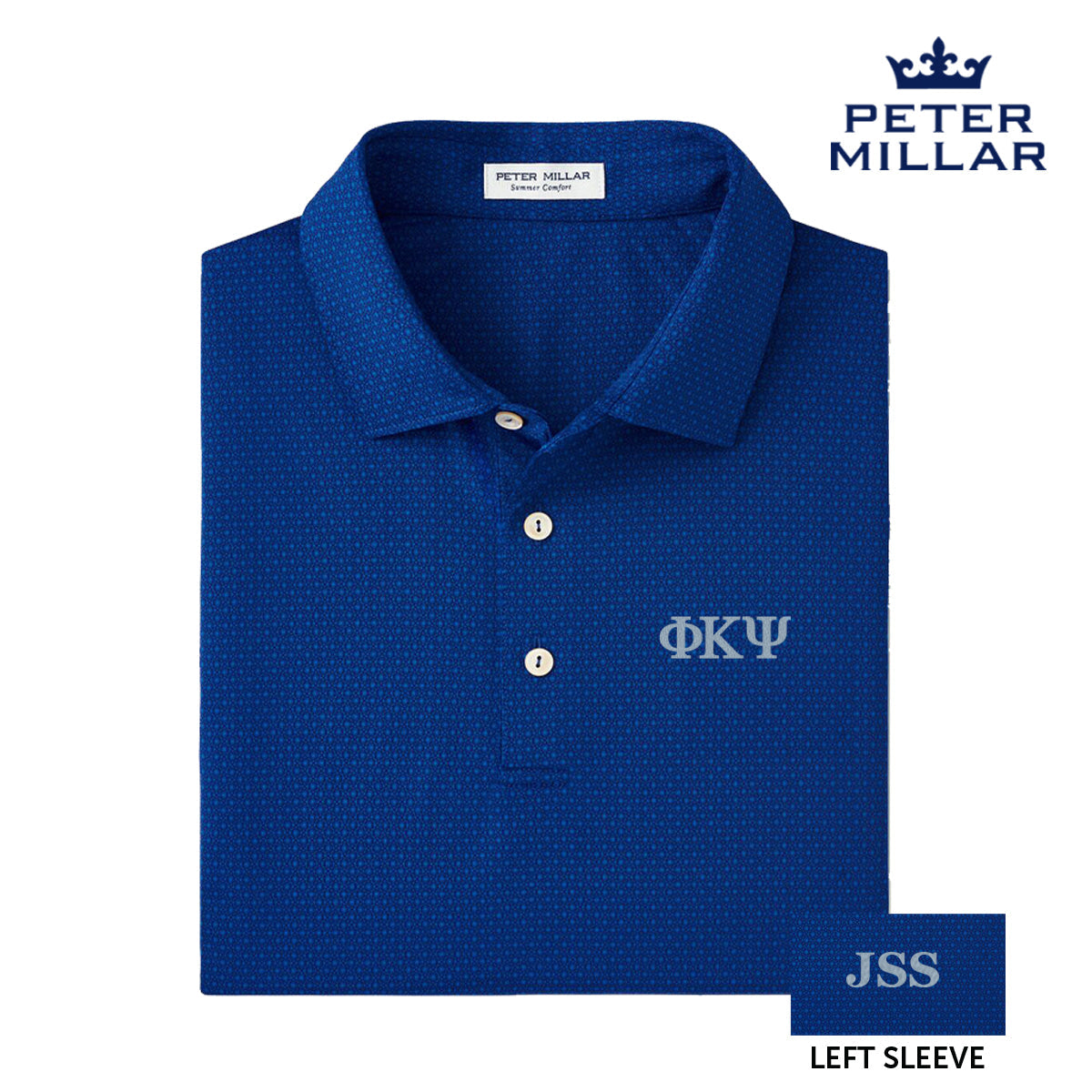 Phi Psi Personalized Peter Millar Tesseract Patterned Polo With Greek Letters