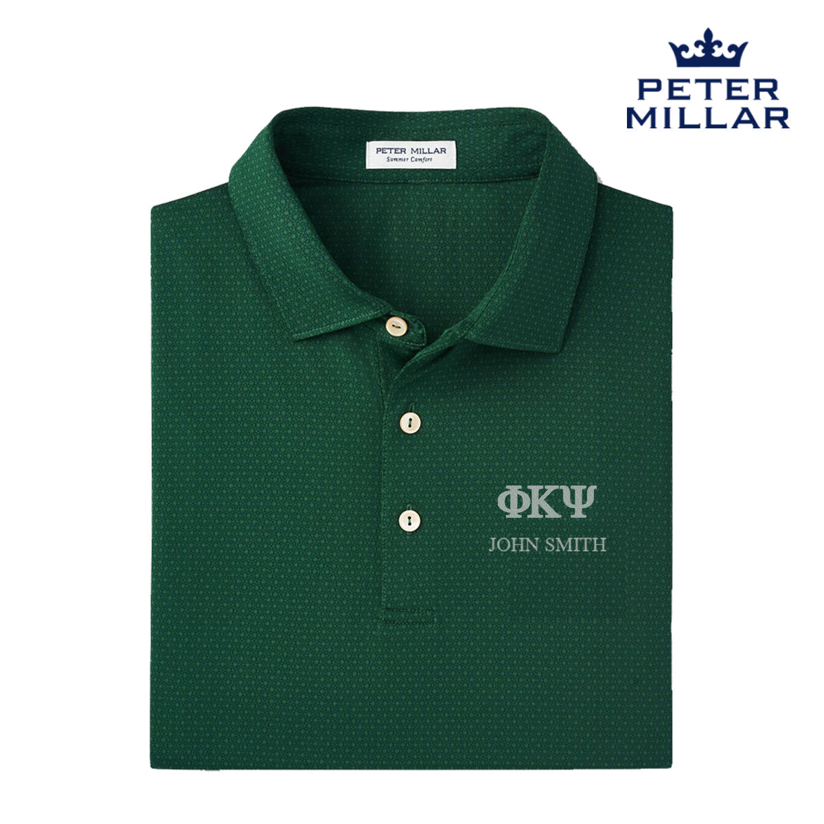 Phi Psi Personalized Peter Millar Tesseract Patterned Polo With Greek Letters