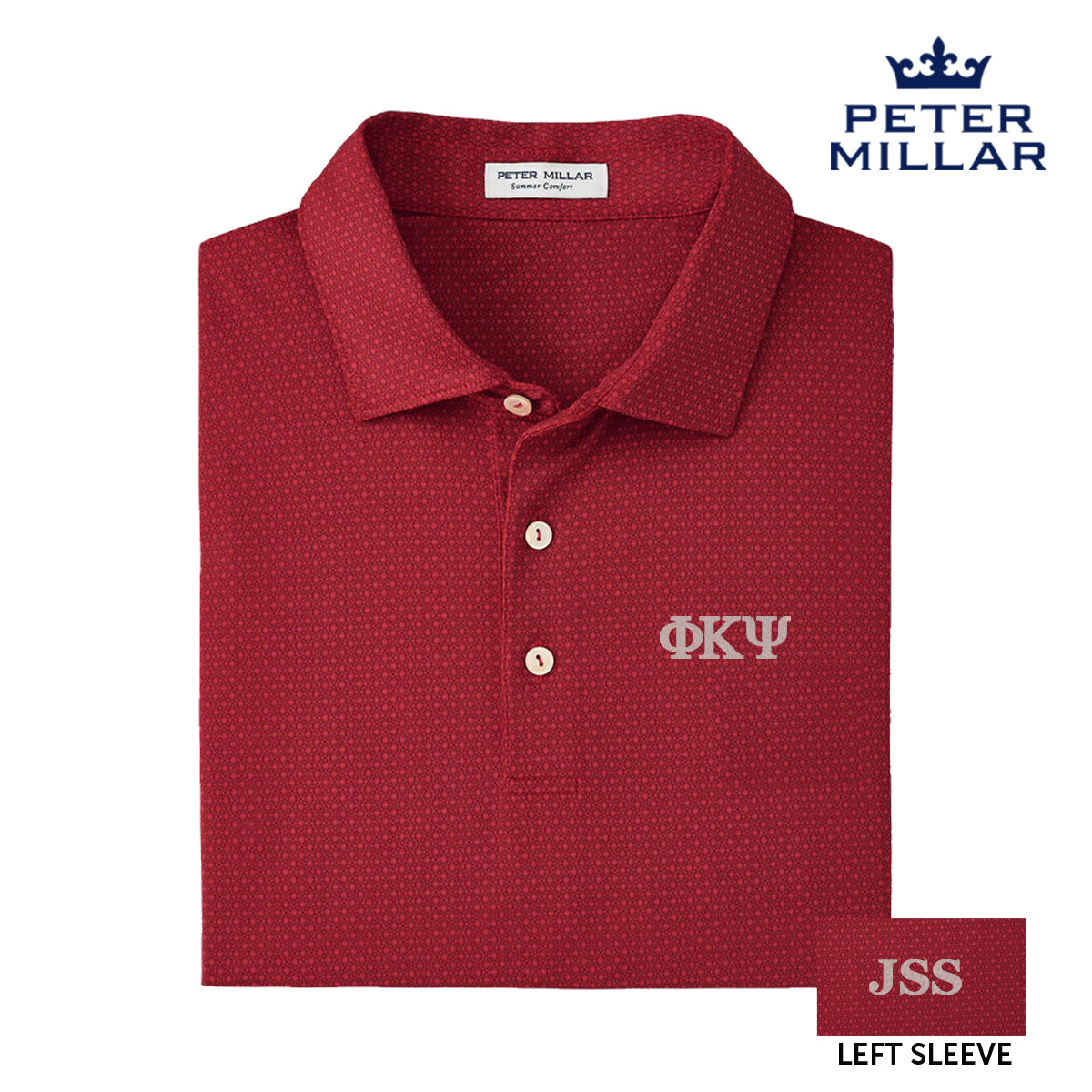 Phi Psi Personalized Peter Millar Tesseract Patterned Polo With Greek Letters