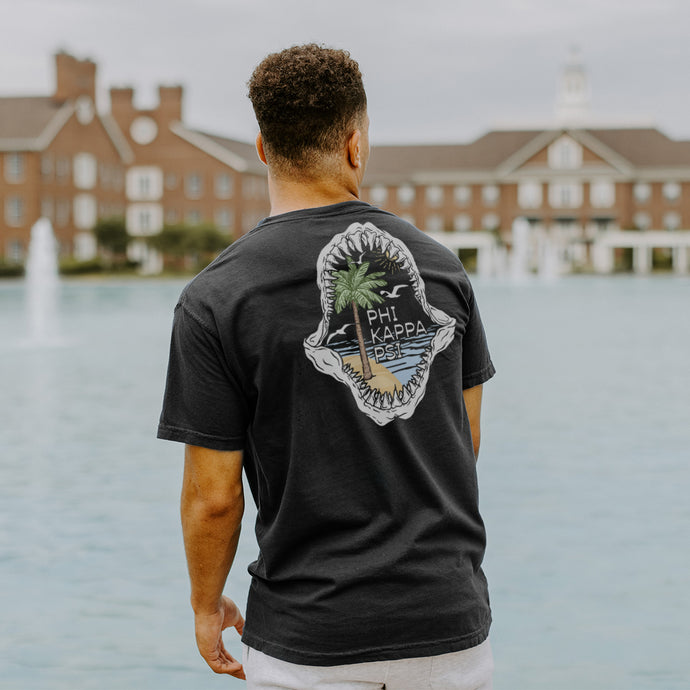 Phi Psi Shark Bite Black Short Sleeve Pocket Tee