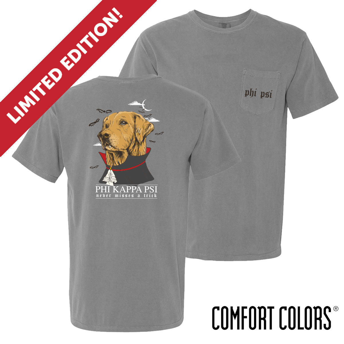 Limited Edition Phi Psi Vampire Retriever Short Sleeve Pocket Tee