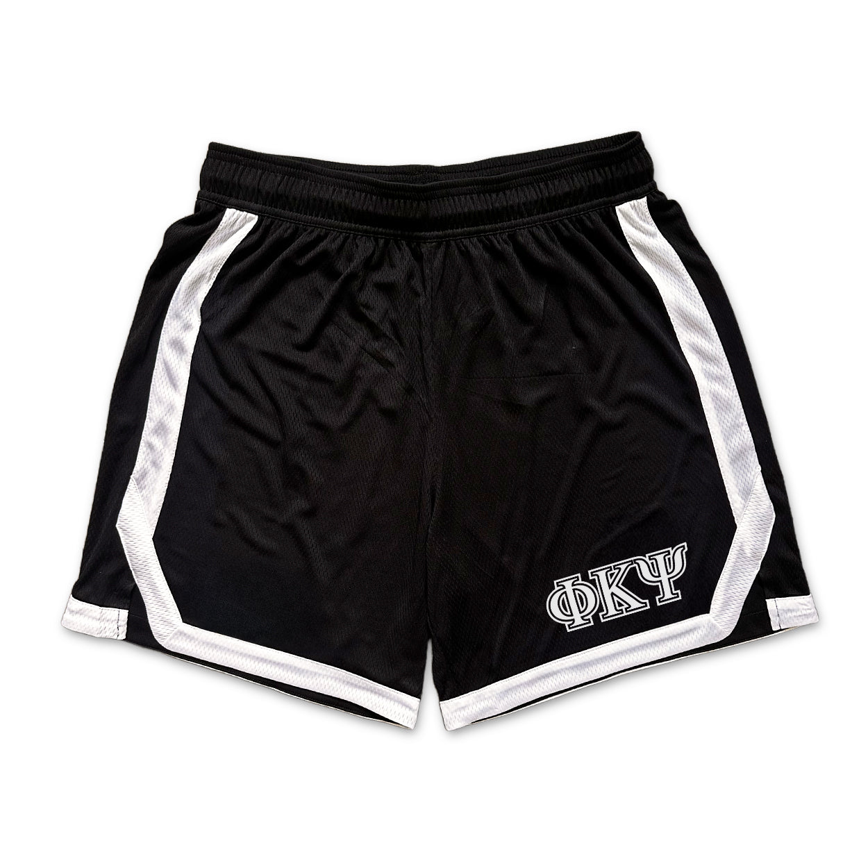 Phi Psi Frat Black 7" Mesh Shorts.