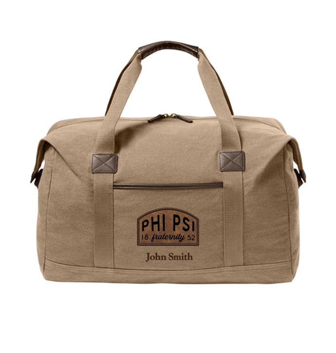 New! Phi Psi Classic Canvas Duffel Bag