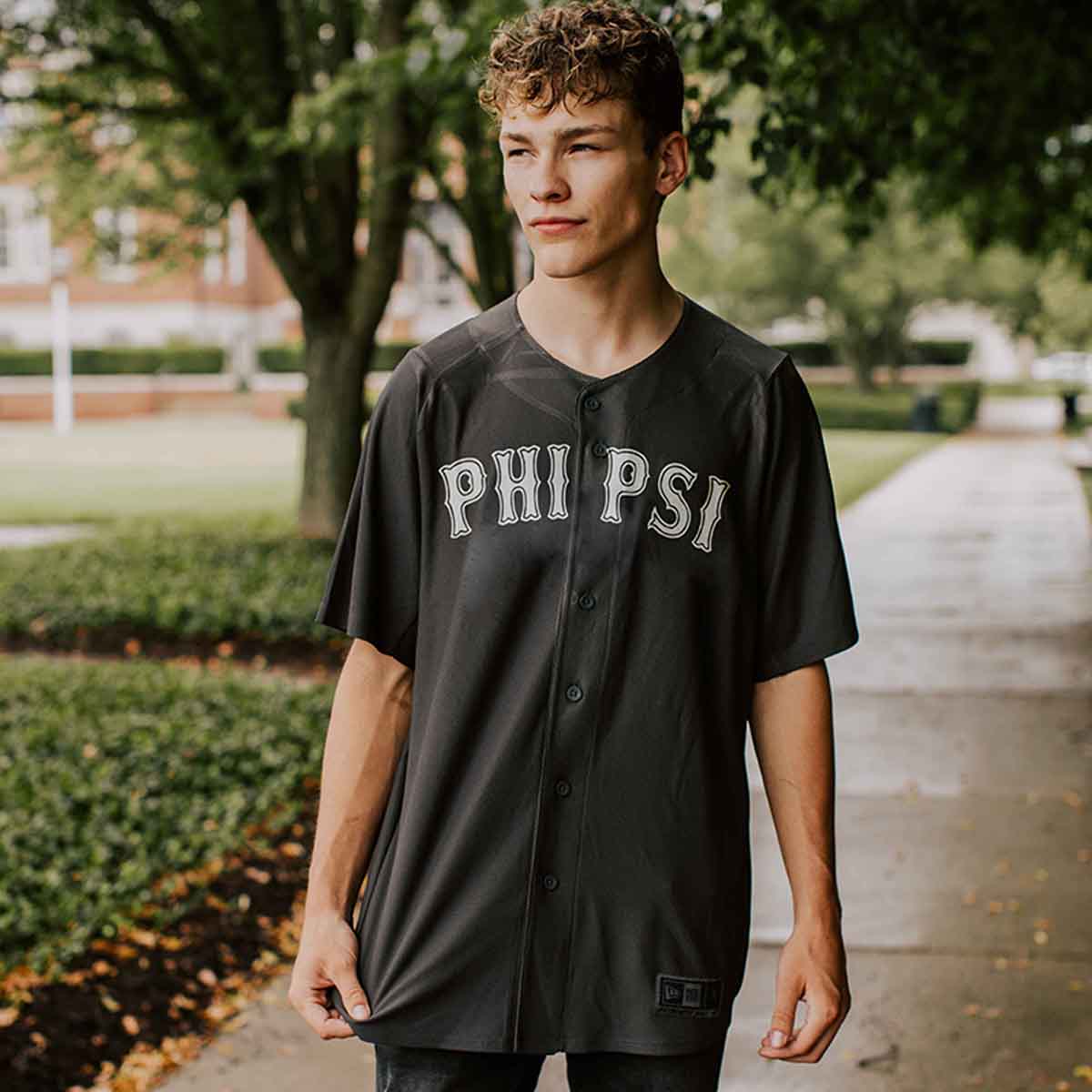 Phi Psi New Era Graphite Baseball Jersey