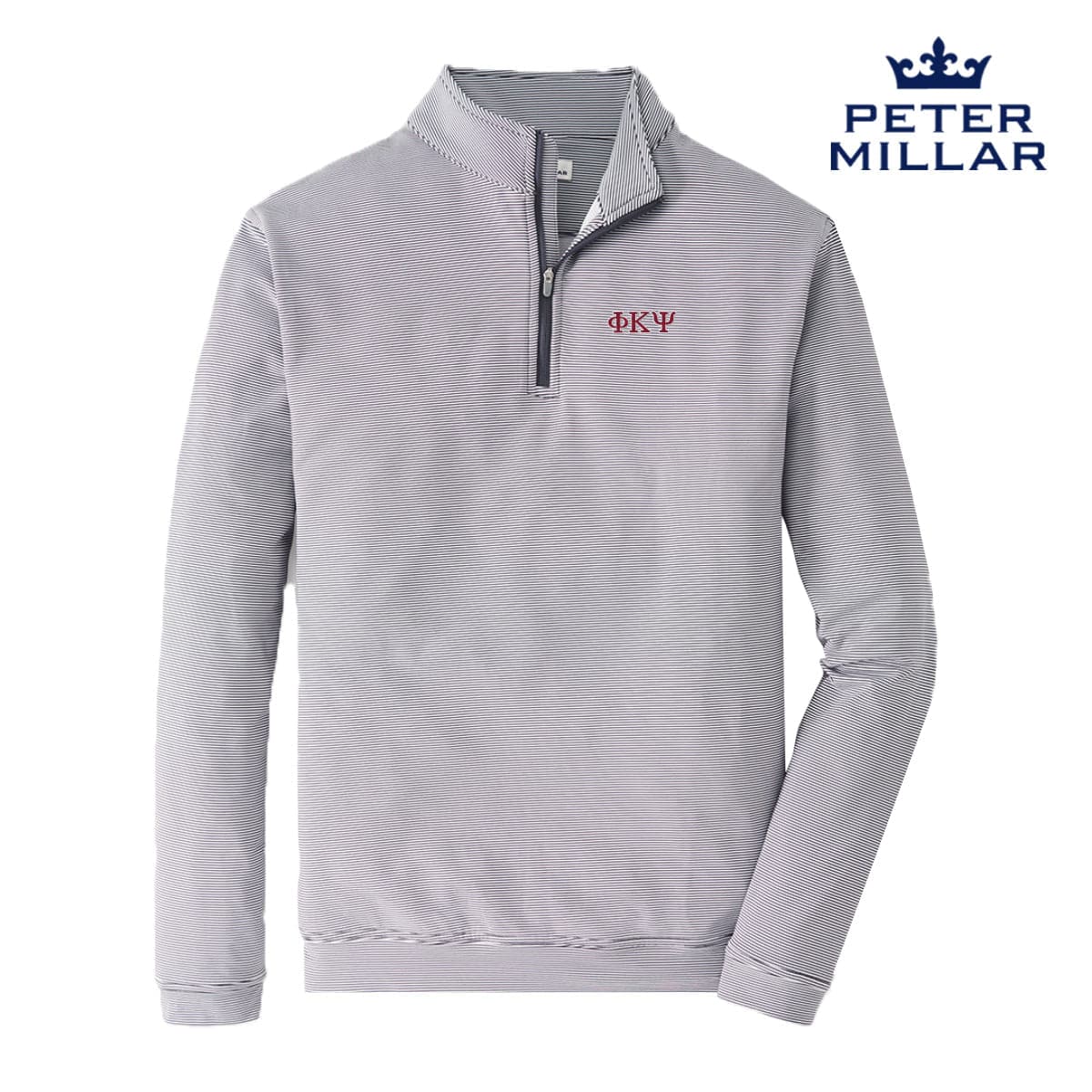 Phi Psi Peter Millar Mini Stripe Stretch Quarter Zip