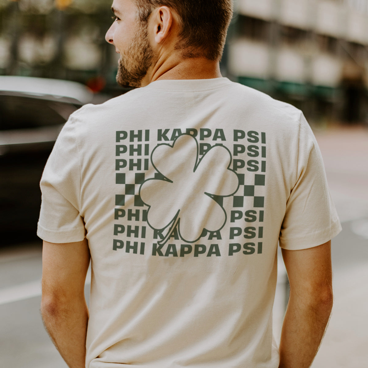 Phi Psi Natural Clover Checker Short Sleeve Tee
