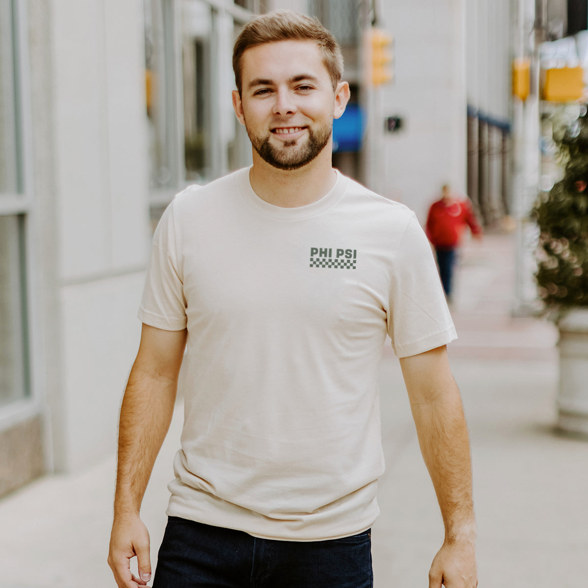 Phi Psi Natural Clover Checker Short Sleeve Tee