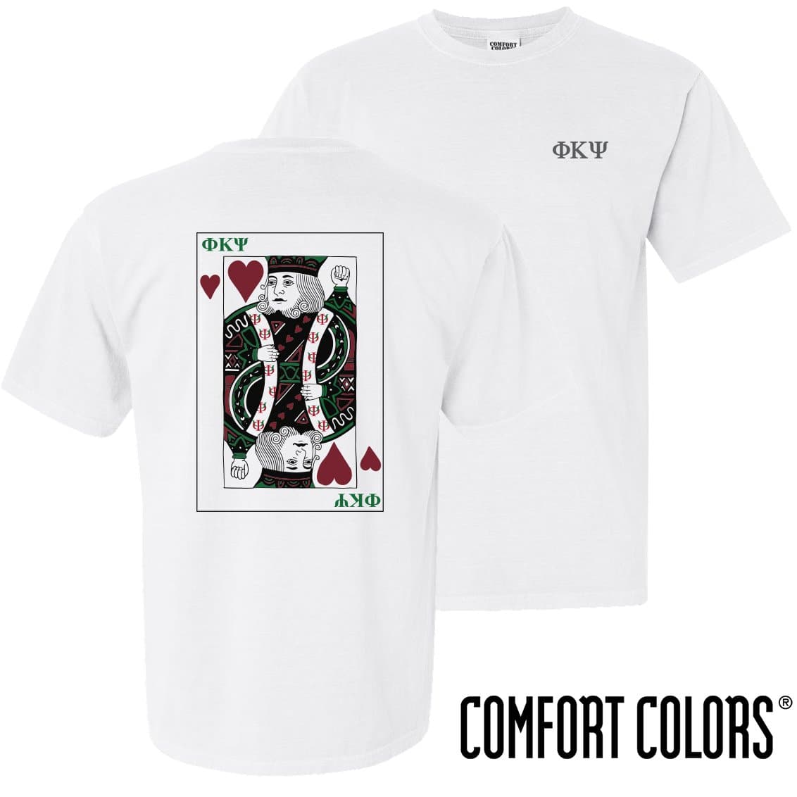 Phi Psi Comfort Colors White King of Hearts Short Sleeve Tee Phi Kappa Psi Official Store