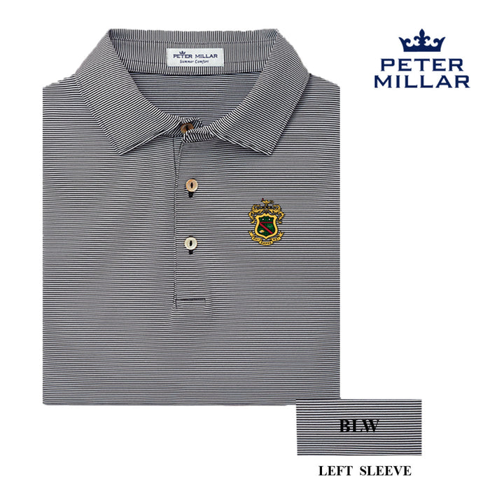 Phi Psi Personalized Peter Millar Jubilee Stripe Stretch Polo with Crest