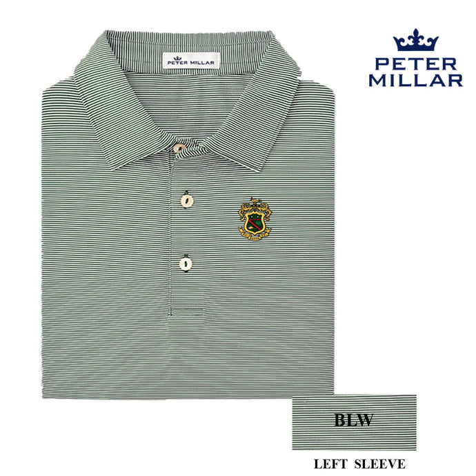 Phi Psi Personalized Peter Millar Jubilee Stripe Stretch Polo with Crest