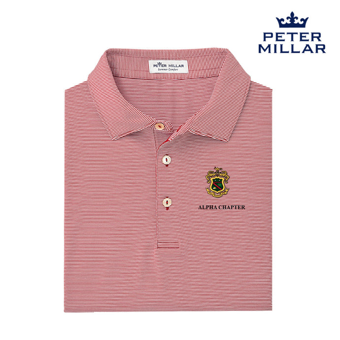 Phi Psi Personalized Peter Millar Jubilee Stripe Stretch Polo with Crest