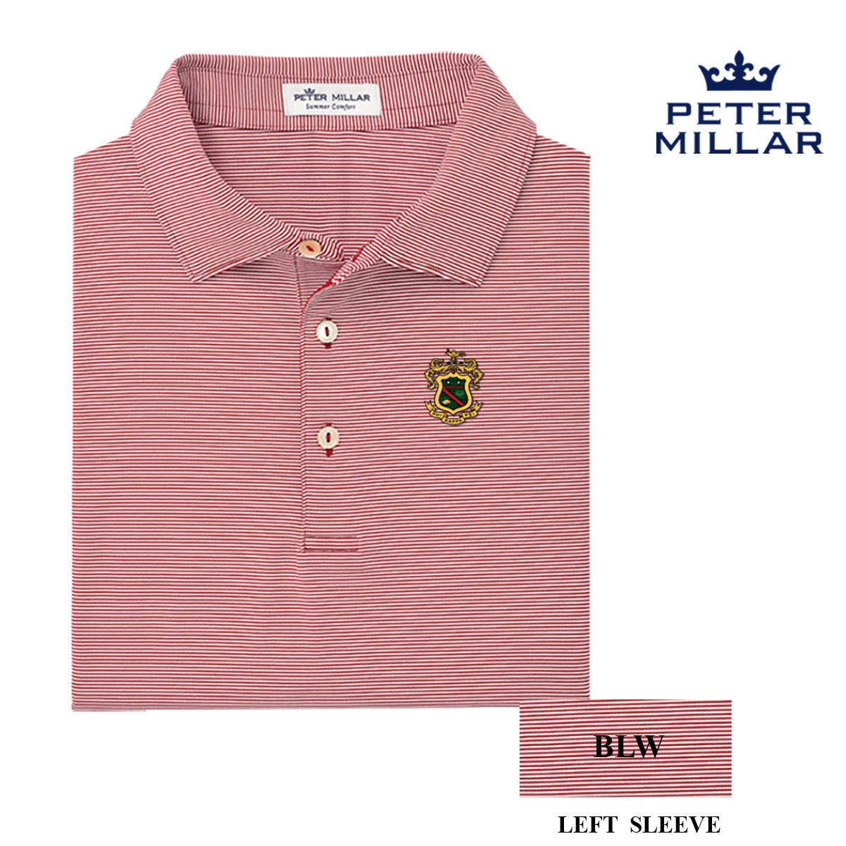 Phi Psi Personalized Peter Millar Jubilee Stripe Stretch Jersey Polo with Crest