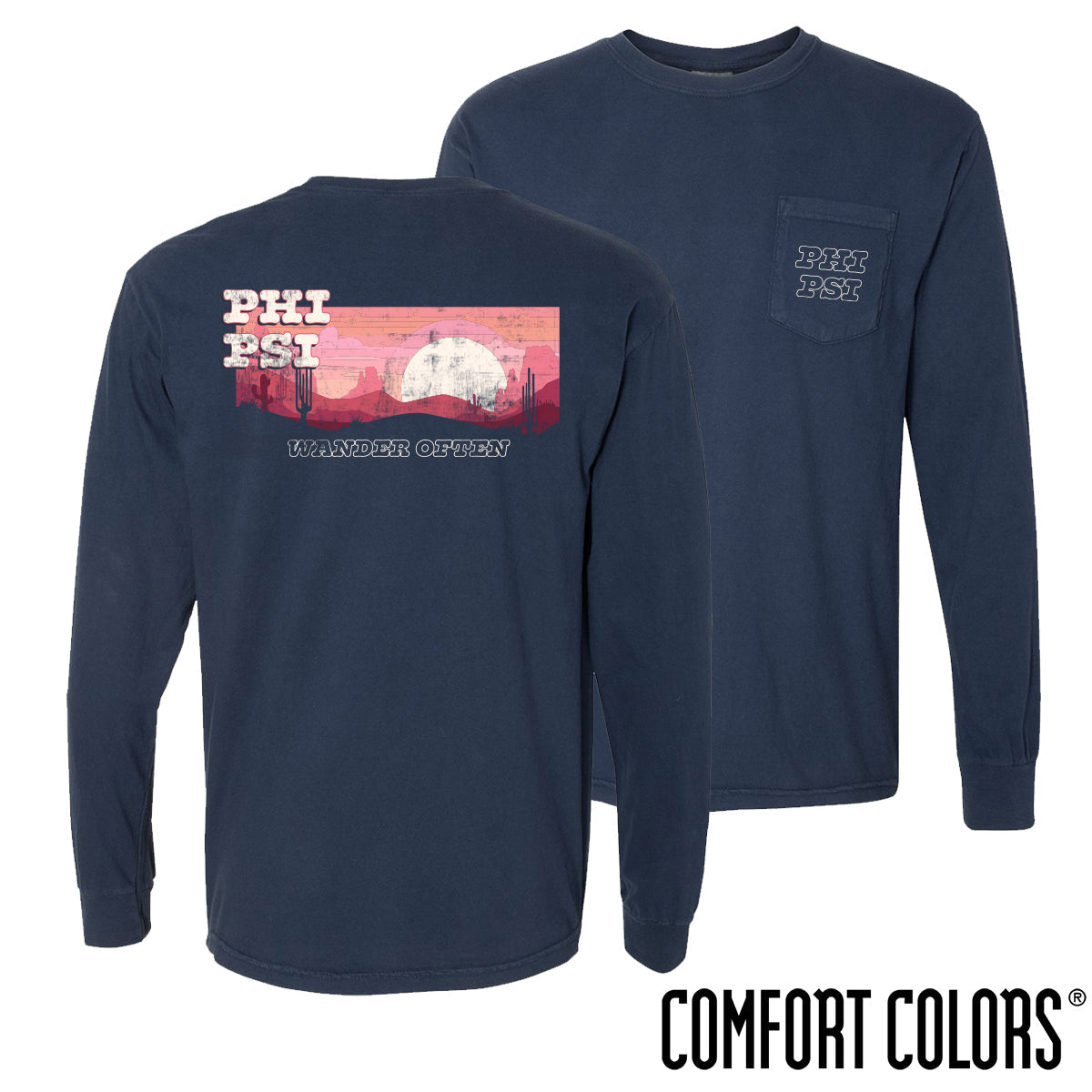 Phi Psi Wander Often Long Sleeve Pocket Tee