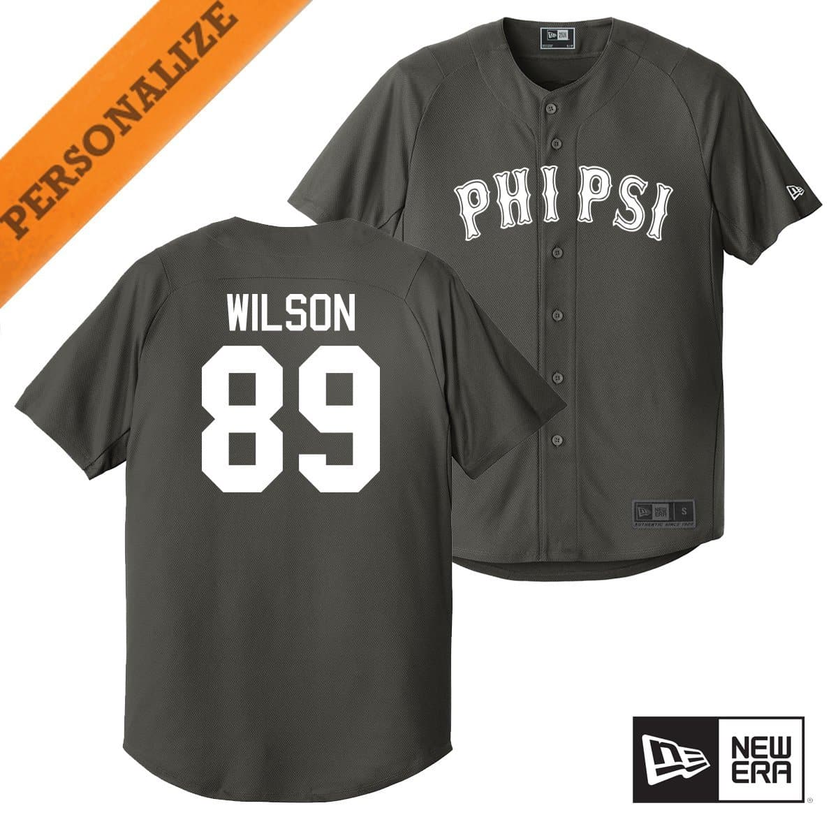 Phi Psi Personalized New Era Graphite Baseball Jersey | Phi Kappa Psi | Shirts > Jerseys