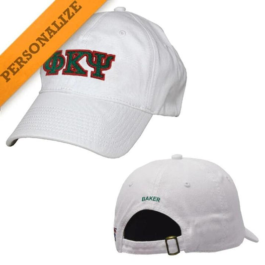 Phi Psi Personalized White Hat | Phi Kappa Psi | Headwear > Billed hats