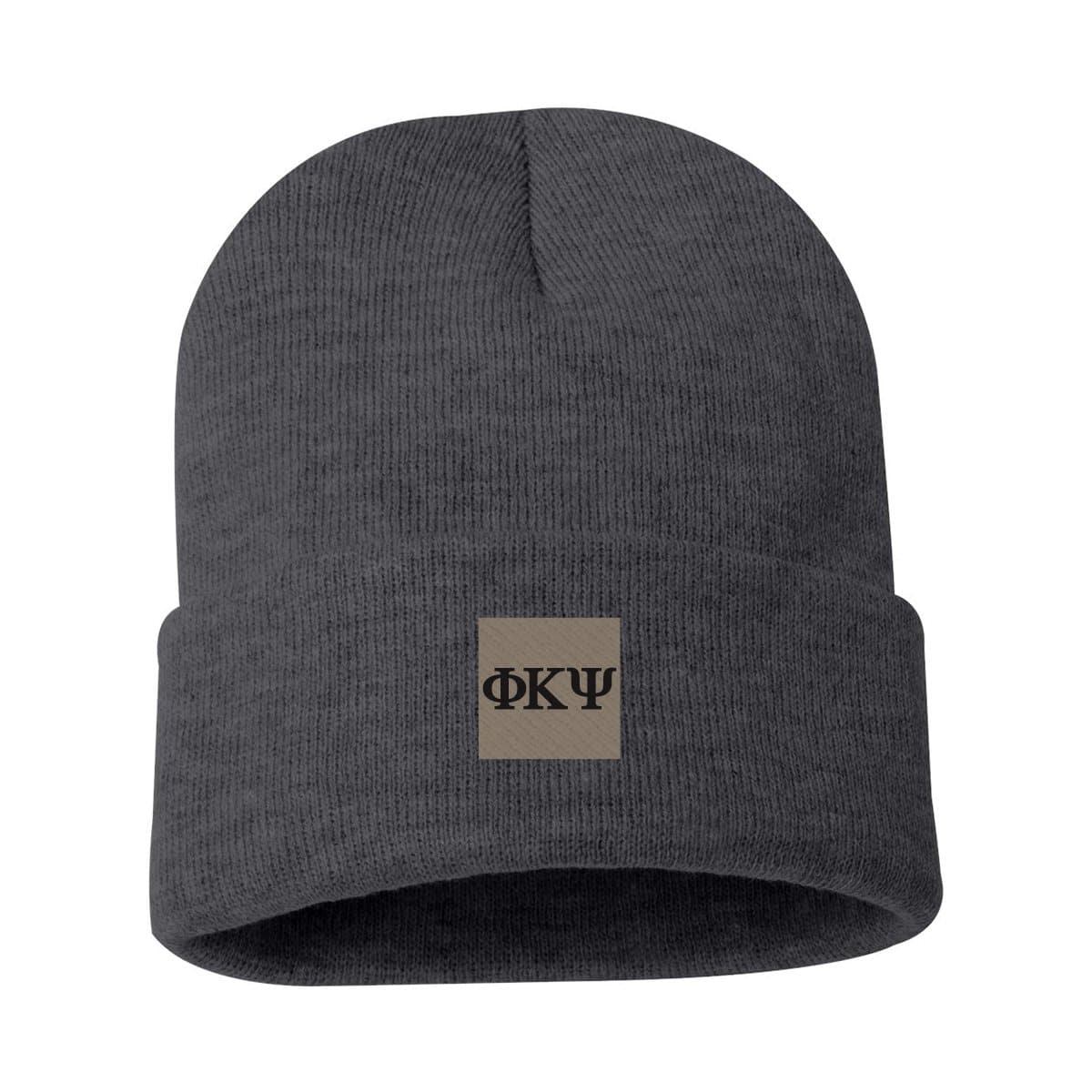 Phi Psi Charcoal Letter Beanie | Phi Kappa Psi | Headwear > Beanies