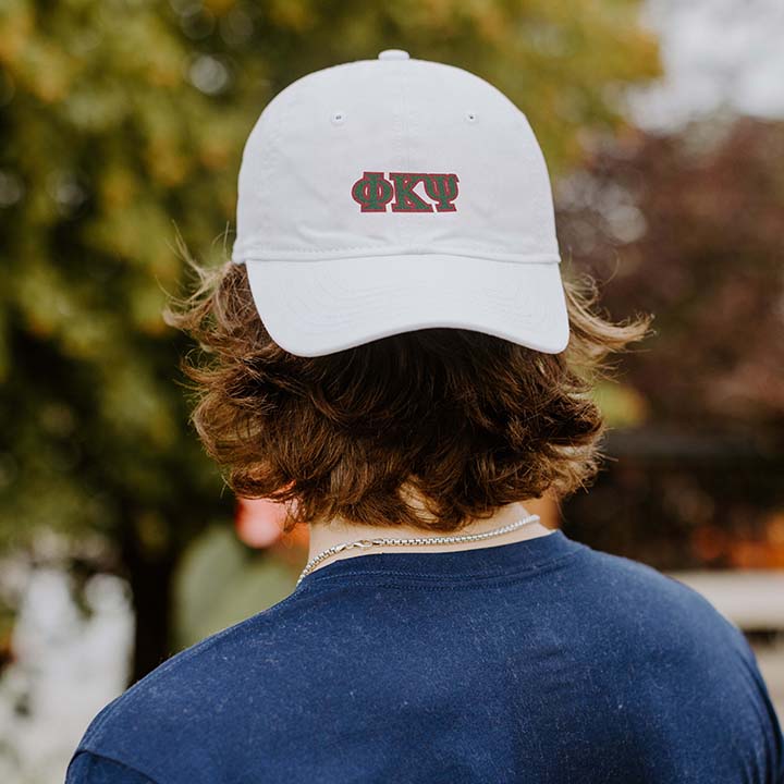 Phi Psi White Greek Letter Adjustable Hat