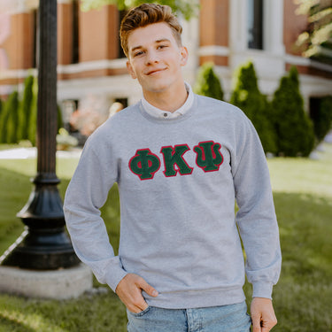 Phi Psi Heather Grey Crewneck With Sewn On Letters