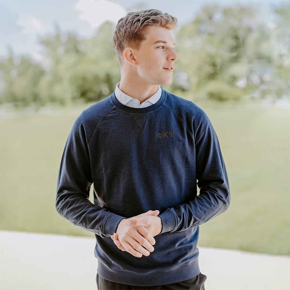 Phi Psi Johnnie-O Navy Freeman Crewneck