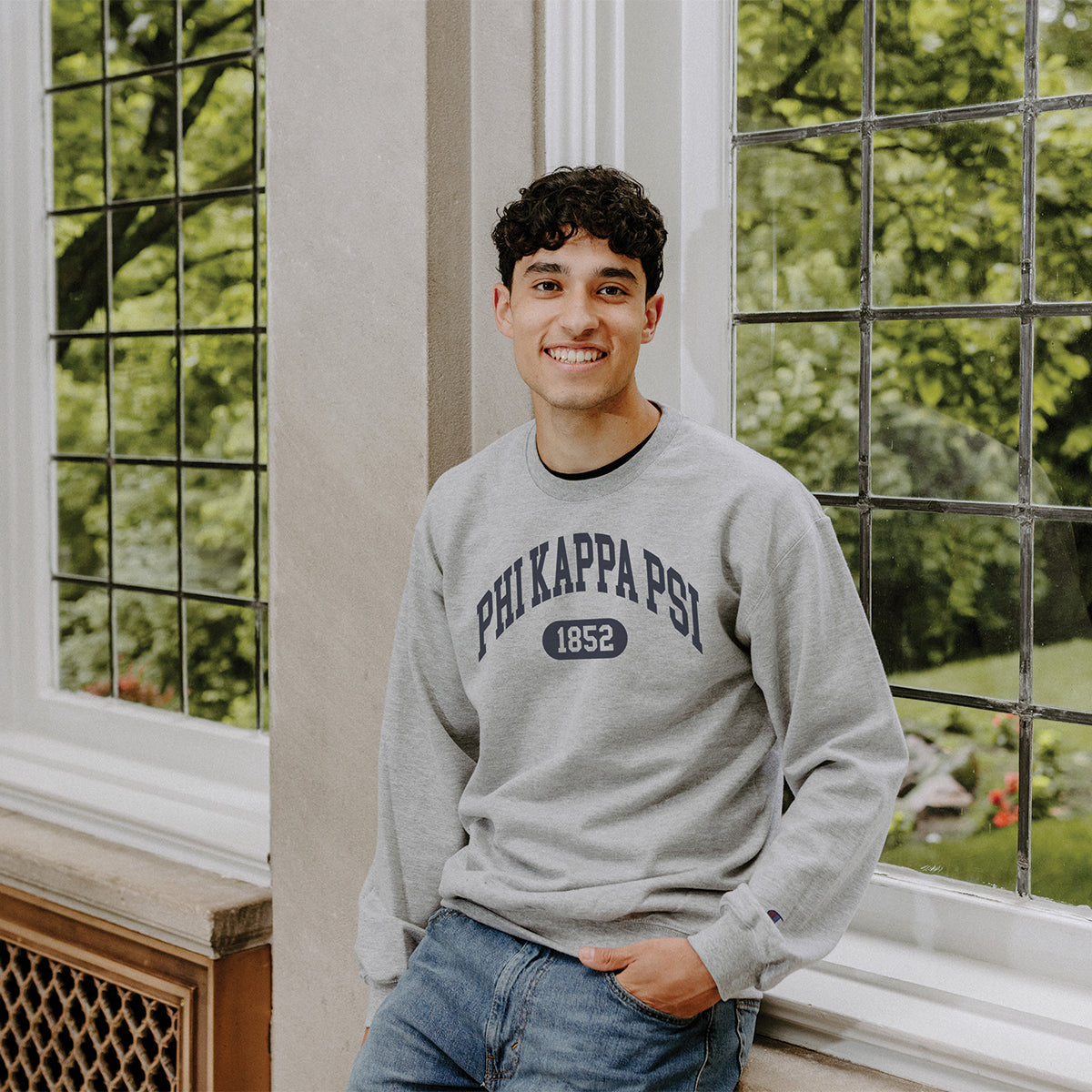 Phi Kappa Psi  gray fraternity Champion Collegiate Crewneck