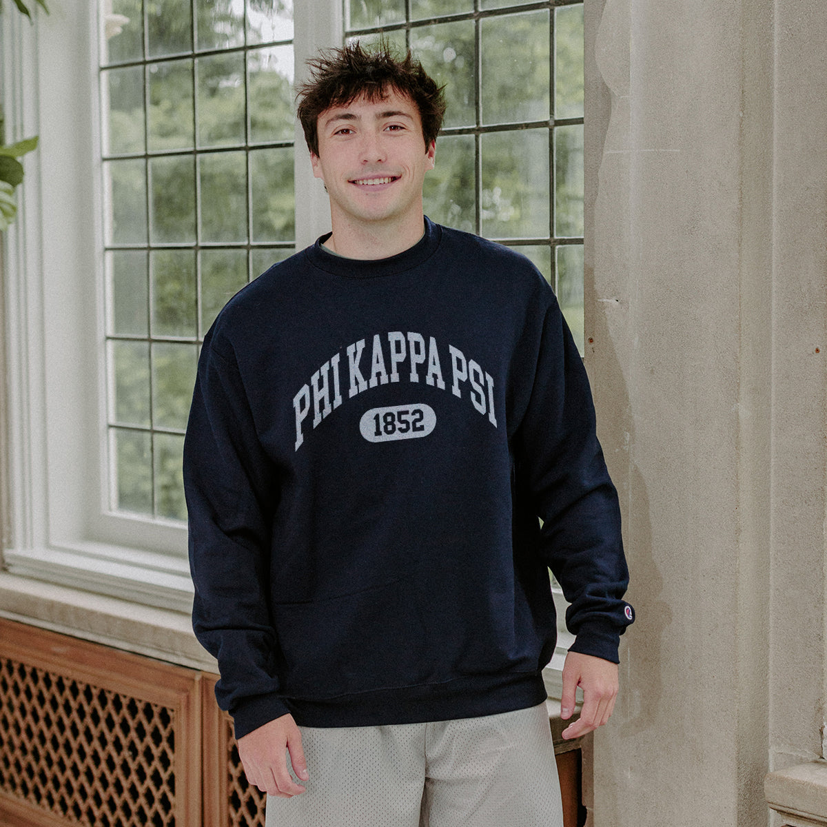 Phi Psi Navy Greek Champion Collegiate Crewneck