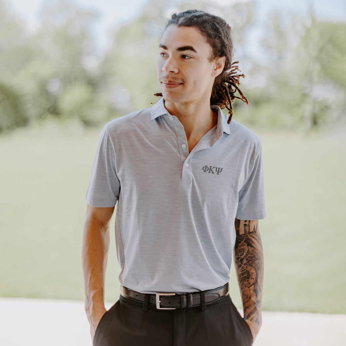 Phi Psi Personalized Johnnie-O Heather Grey Polo