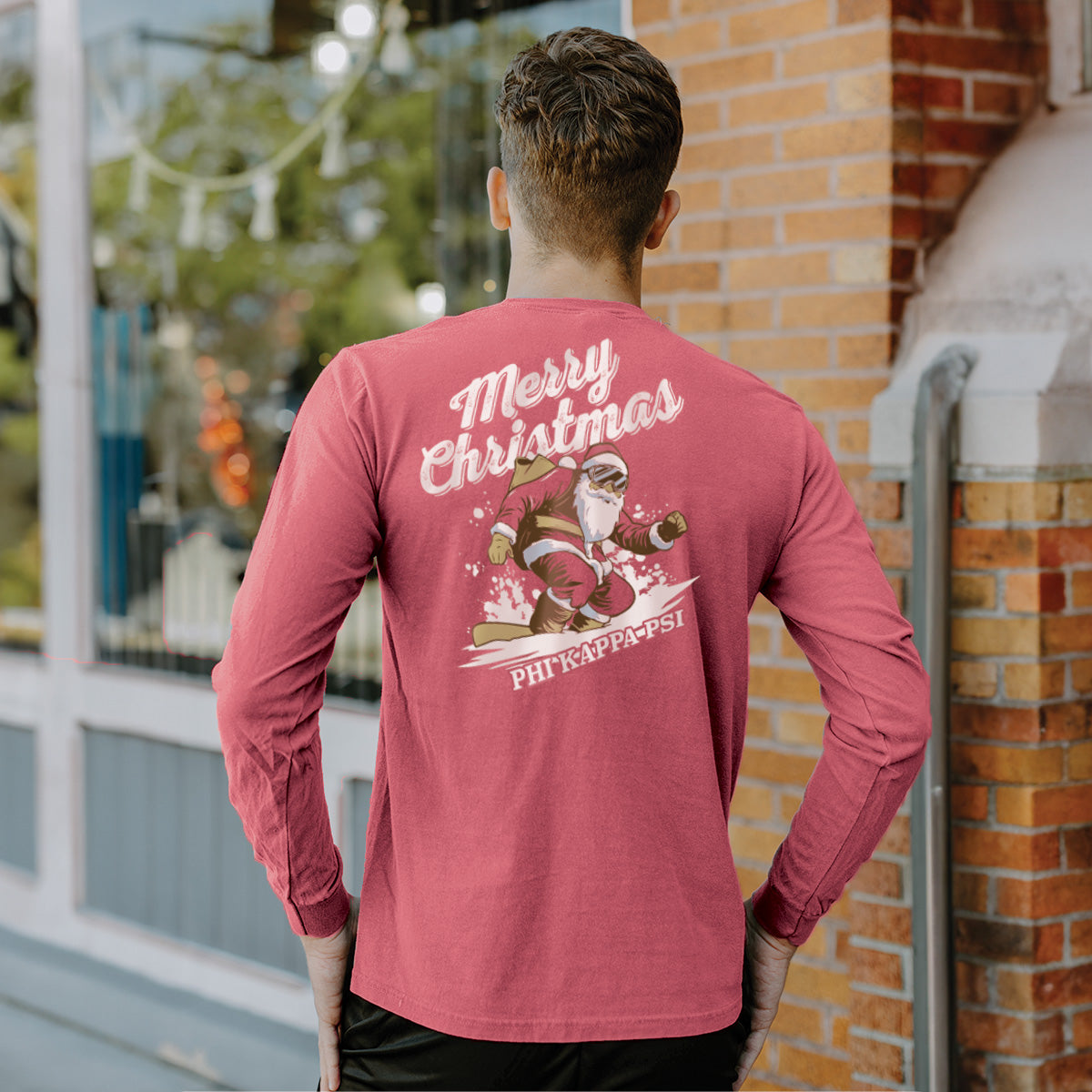 Phi Psi Holiday Shredding Santa Long Sleeve Tee
