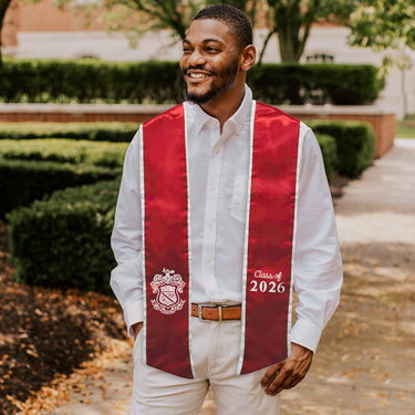 Phi Psi Trimmed Graduation Stole with Embroidered Crest