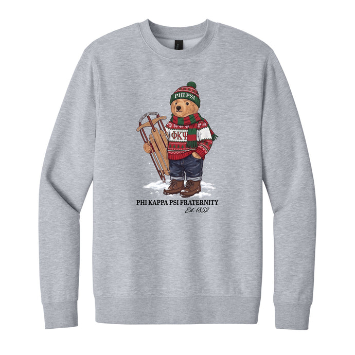 Heather grey crewneck with fraternity design