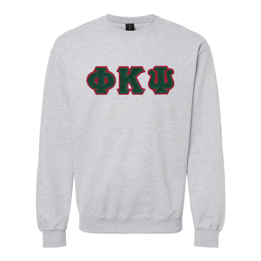 Phi Psi Heather Grey Crewneck With Sewn On Letters