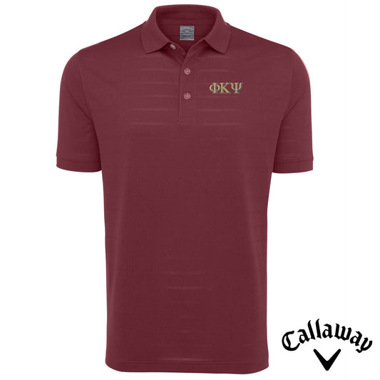 Phi Psi Maroon Callaway Opti-Vent Polo with gold embroidered Greek letters on the left chest.