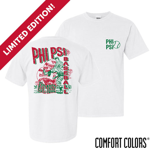 New! Phi Psi Comfort Colors Throwback Throwers Short Sleeve Tee