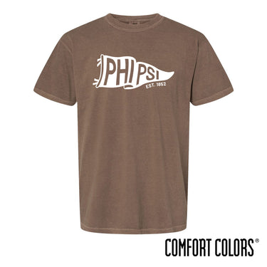 Phi Psi Comfort Colors Brown Pennant Short Sleeve Tee