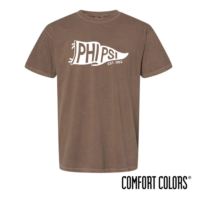 Phi Psi Comfort Colors Brown Pennant Short Sleeve Tee