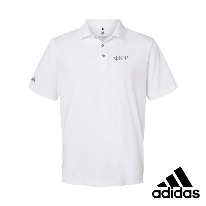 Phi Psi White Adidas Golf Polo With Greek Letters