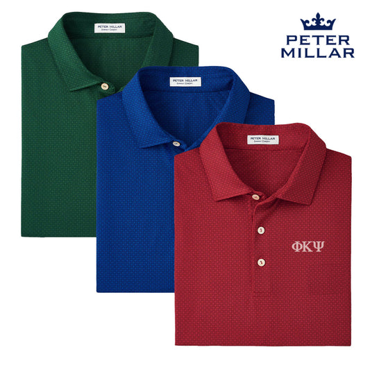 Phi Psi Peter Millar Tesseract Patterned Polo With Greek Letters