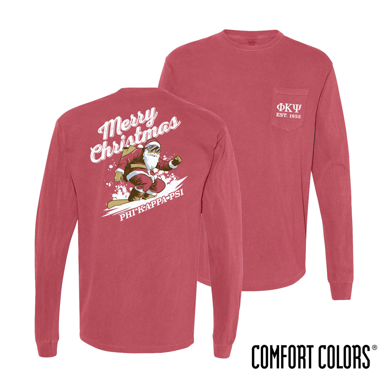 Phi Psi Holiday Shredding Santa Long Sleeve Tee