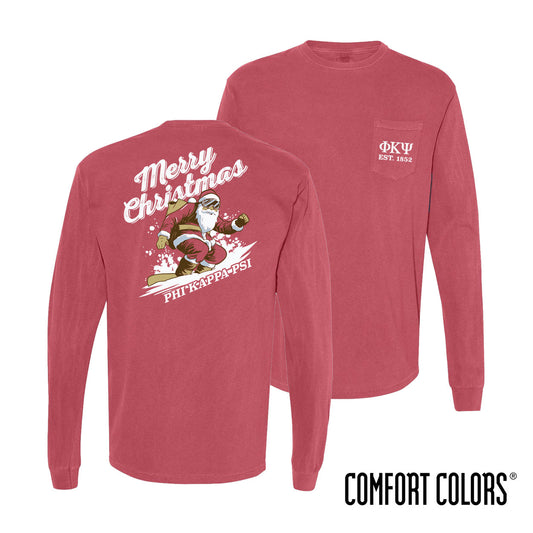 Phi Psi Holiday Shredding Santa Long Sleeve Tee