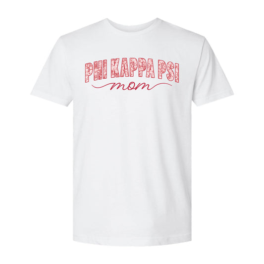 Front view of white t-shirt featuring daisy flower mom graphic.