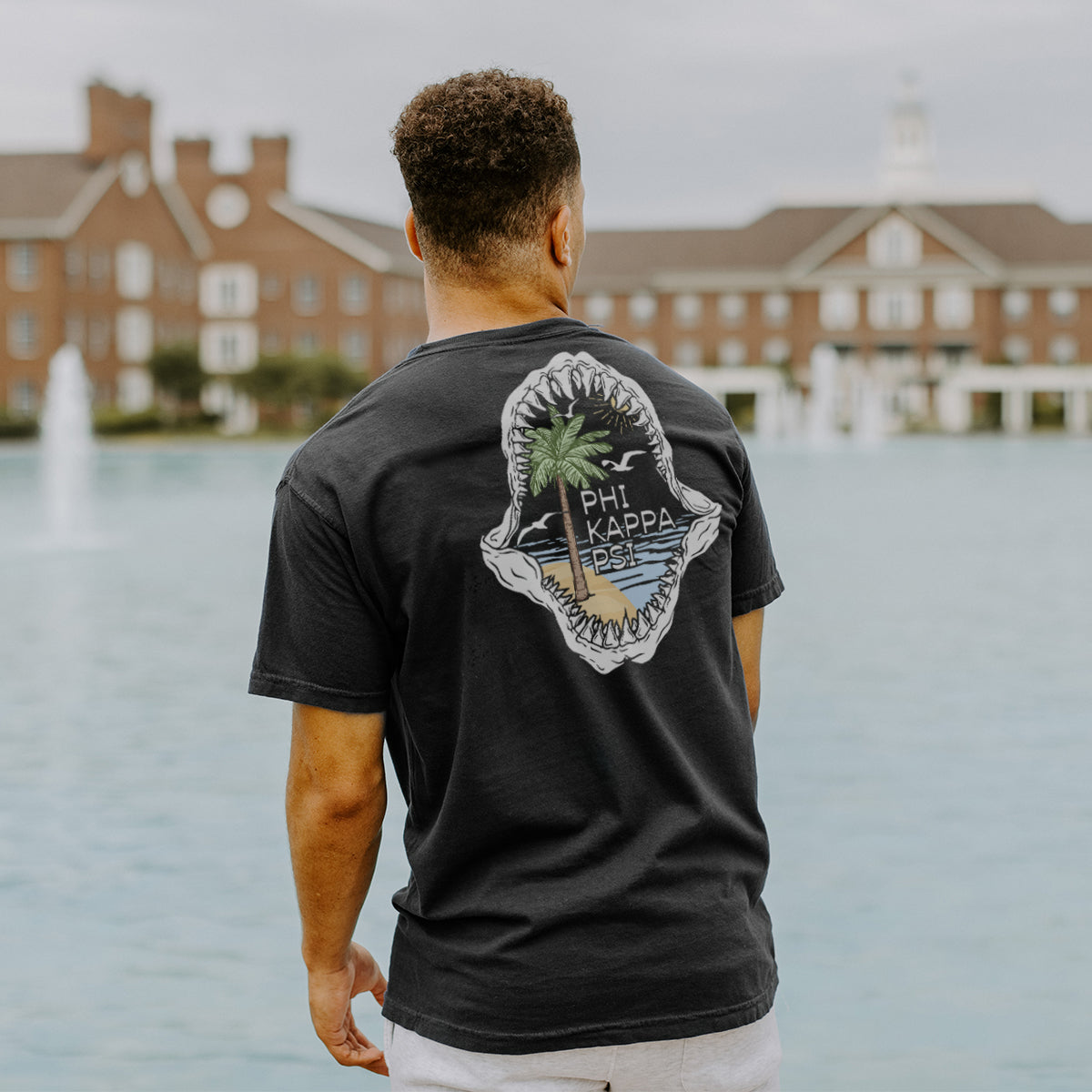 Phi Psi Comfort Colors Shark Bite Black Short Sleeve Pocket Tee