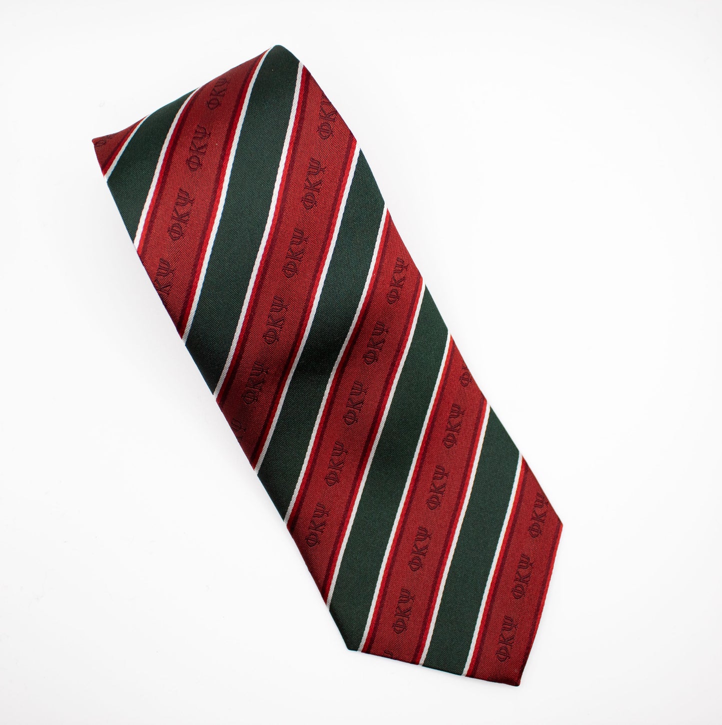 Phi Psi Cardinal and Hunter Striped Silk Tie