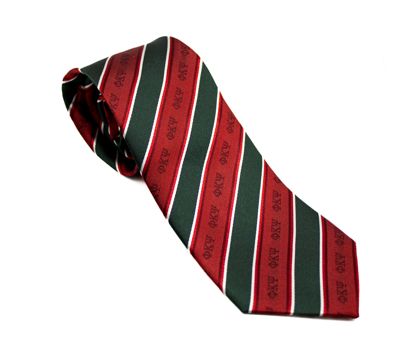 Phi Psi Cardinal and Hunter Striped Silk Tie