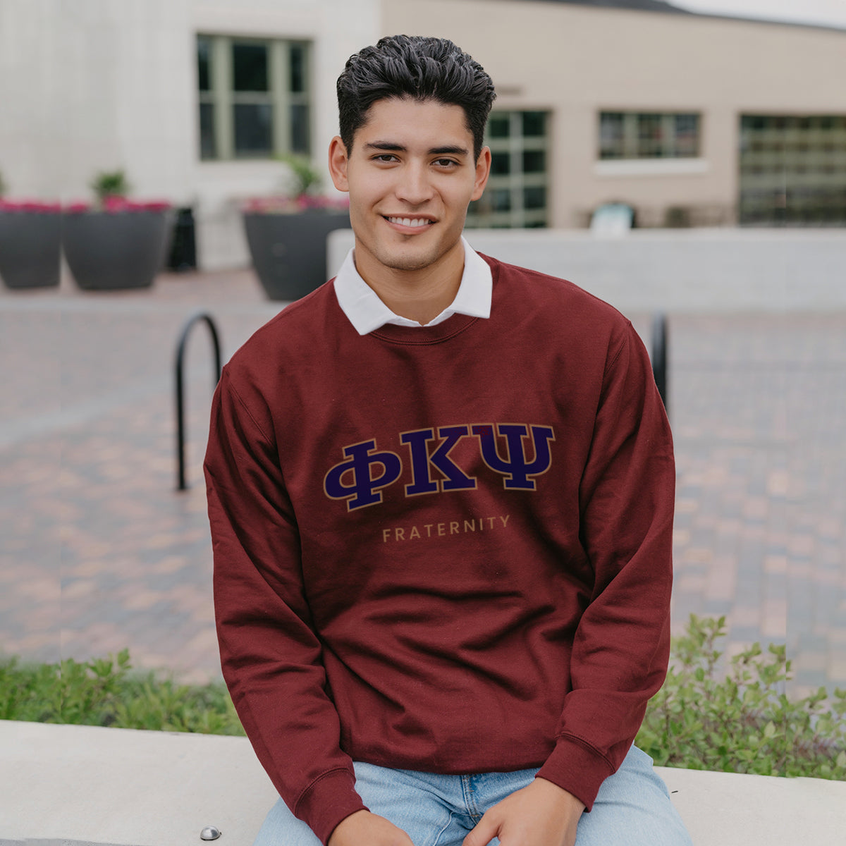 Phi Psi Maroon Old School Crewneck