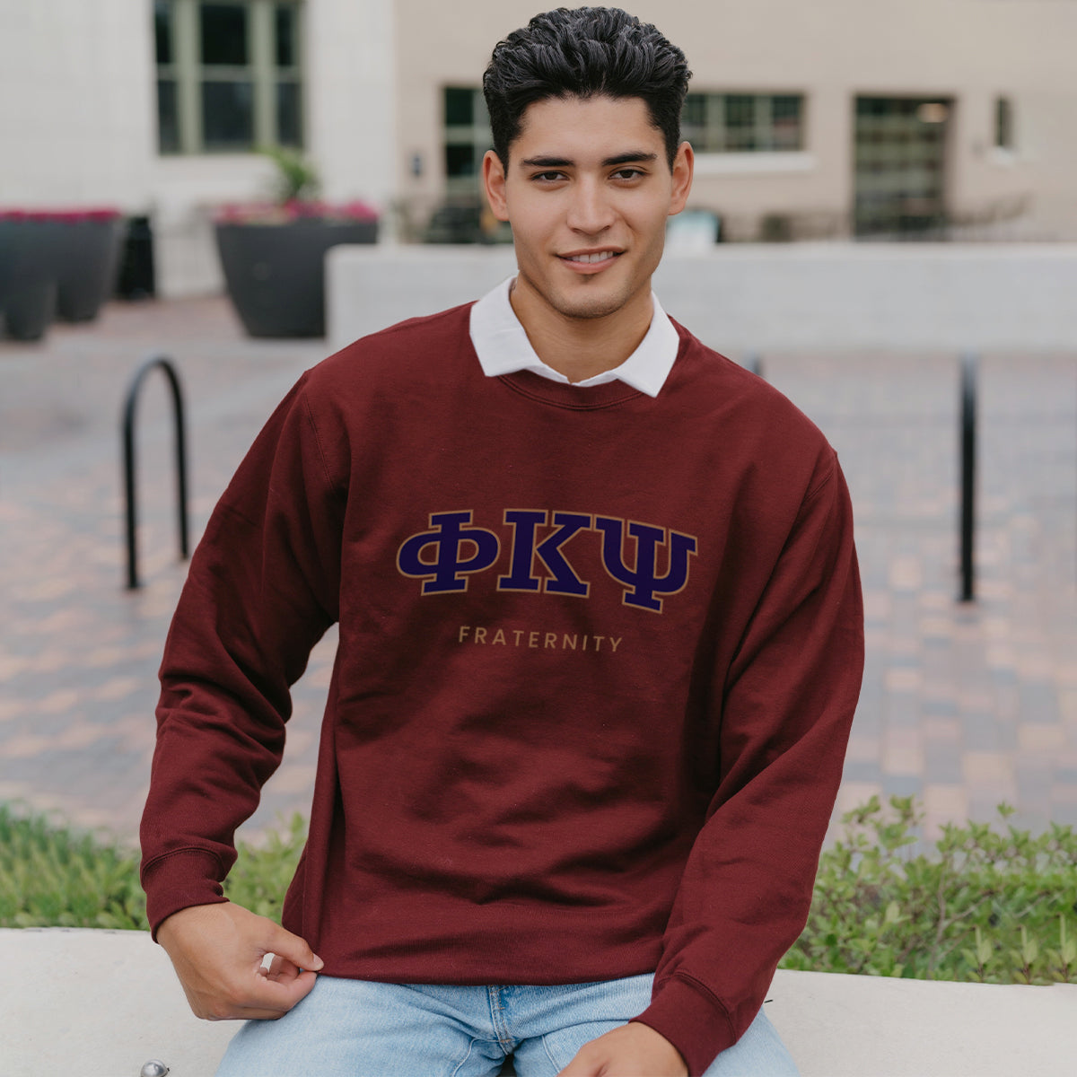 Phi Psi Maroon Old School Crewneck