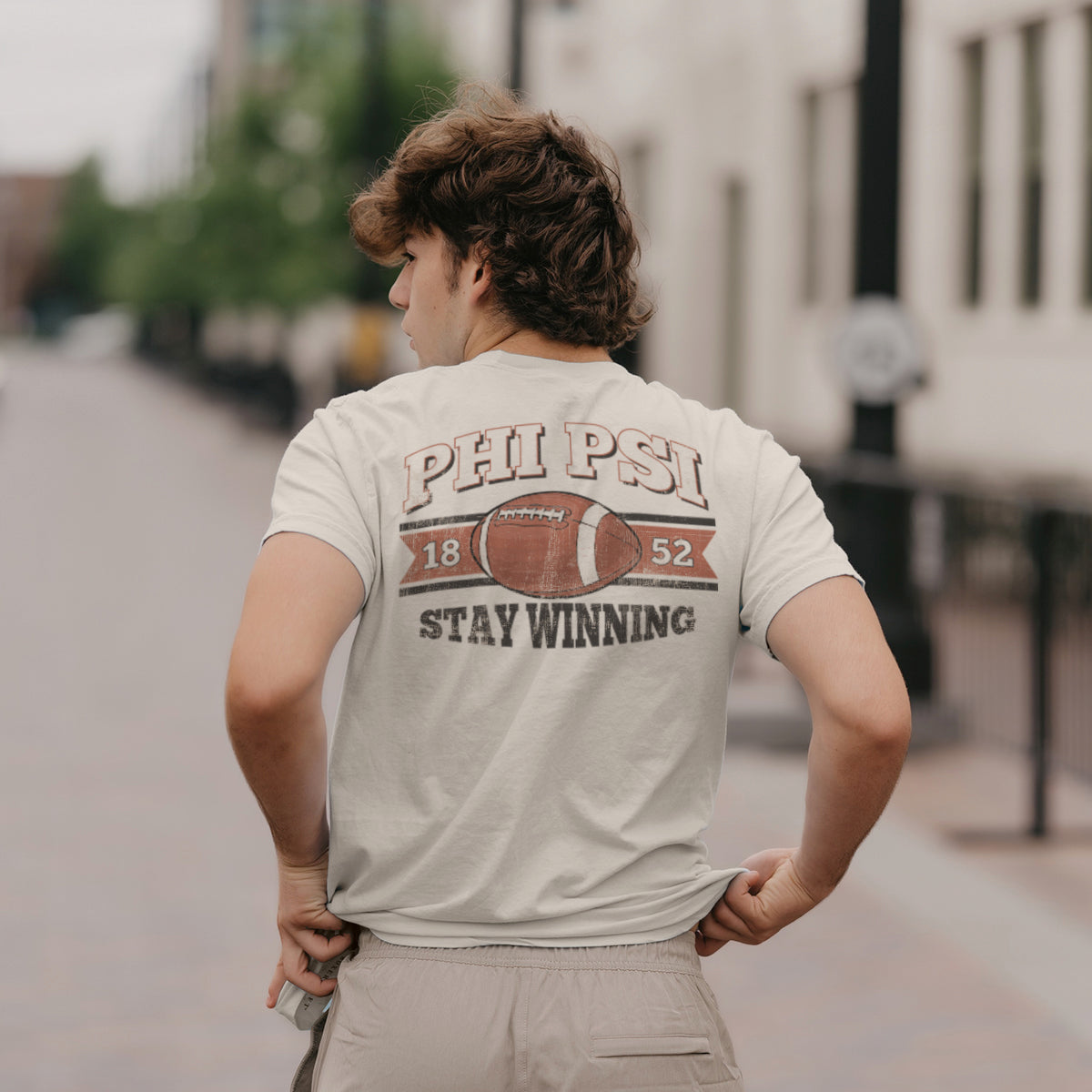 Phi Psi Stay Winning Football Short Sleeve Tee