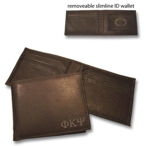Phi Psi Brown Bi-Fold Greek Letter Wallet | Phi Kappa Psi | Bags > Wallets